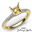 Diamond Engagement Pave Setting 14k Yellow Gold Princess Semi Mount Ring 0.65Ct - javda.com 