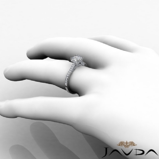 Diamond Engagement Pave Setting Platinum Princess Semi Mount Ring 0.65Ct