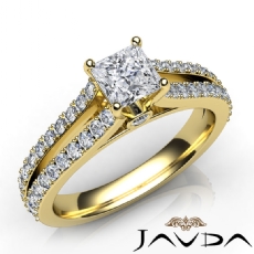 Side Stone Bezel Prong Set diamond Ring 14k Gold Yellow