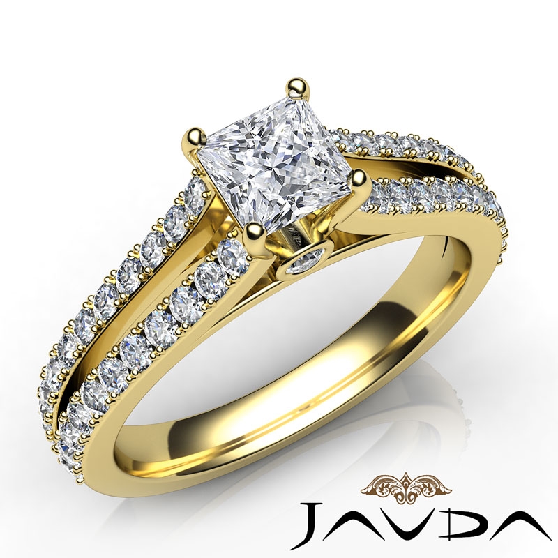 Side Stone Bezel Prong Set diamond Ring 14k Gold Yellow