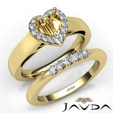 U Prong Diamond Engagement SemiMount Ring Heart Bridal Set 14k Gold Yellow  (0.4Ct. tw.)