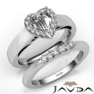 U Prong Diamond Engagement SemiMount Ring Heart Bridal Set Platinum 950 0.4Ct - javda.com 