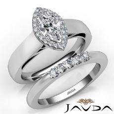 Cathedral Bridal Set Halo diamond Ring 14k Gold White