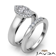 Cathedral Bridal Set Halo diamond Ring Platinum 950