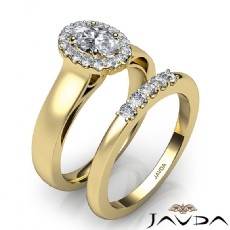 Bridal Set Halo Pave Filigree diamond Ring 14k Gold Yellow