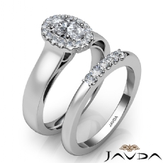 Bridal Set Halo Pave Filigree diamond Ring 14k Gold White