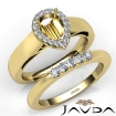 U Prong Diamond Engagement Semi Mount Ring Pear Bridal Set 18k Yellow Gold 0.43Ct - javda.com 