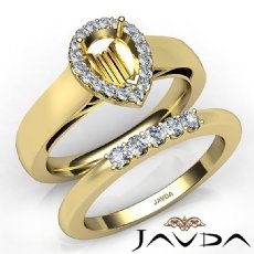 U Prong Diamond Engagement Semi Mount Ring Pear Bridal Set 14k Gold Yellow  (0.43Ct. tw.)