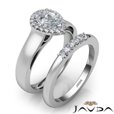 U Cut Pave Set Halo Bridal diamond Ring Platinum 950