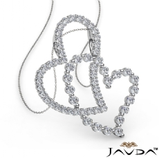 Twin Intersecting Heart Pendant Necklace 14k Gold 0.80Ct Round Diamond