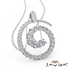 Round Diamond Graduated Spiral Pendant Necklace Prong Platinum 950 (1Ct. tw.)