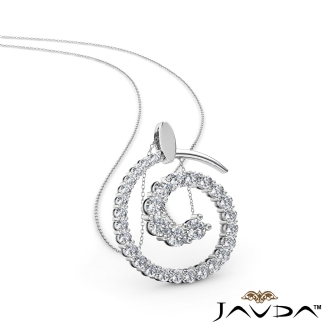 1Ct Round Diamond Graduated Spiral Pendant Necklace Prong Set 14k Gold White