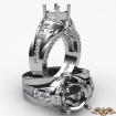 0.9Ct Round Diamond Engagement Ring 14k White Gold Semi Mount Pave Bezel Setting - javda.com 