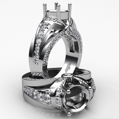 0.9Ct Round Diamond Engagement Ring 14k White Gold