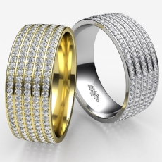 Micro Pave 5 Row Diamond Men's Eternity Wedding Band 18k Gold Yellow 1.50 Ct. (1.5Ct. tw.)