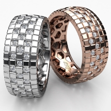 Checkered Diamond Men's Eternity Wedding Band In 14k Rose Gold 0.85 Ct. (0.85Ct. tw.)