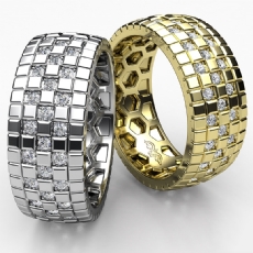 Checkered Diamond Men's Eternity Wedding Band In 18k Gold Yellow 0.85 Ct. (0.85Ct. tw.)