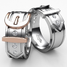 Buckle Design Men's Diamond Wedding Band In 14k Rose Gold 0.20 Ct. (0.2Ct. tw.)