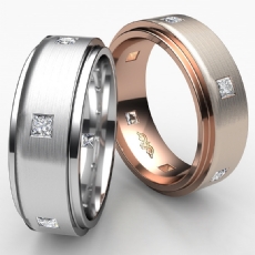 Men's Eternity Bezel Princess Diamond Matte Wedding Band 14k Rose Gold  (0.5Ct. tw.)