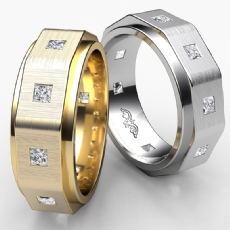 Matte Finish Bezel Men's Diamond Eternity Wedding Band 14k Gold Yellow  (0.8Ct. tw.)