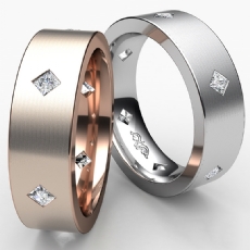 Matte Kite Bezel Set Diamond Men's Eternity Wedding Band 14k Rose Gold  (0.55Ct. tw.)