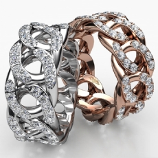 Cuban Link Chain Men's Eternity Round Diamond Wedding Band 14k Rose Gold  (1.6Ct. tw.)