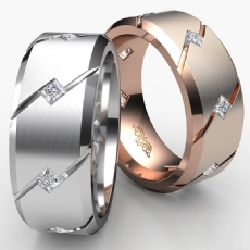 Diagonal Cuts Matte Finish Men's Eternity Diamond Wedding Band 14k Rose Gold  (0.6Ct. tw.)