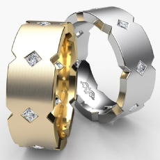 Jagged Edge Matte Finish Men's Eternity Diamond Wedding Band 18k Gold Yellow  (0.5Ct. tw.)