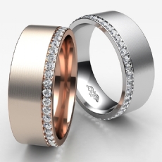 Matte Finish Offset Diamond Eternity Men's Wedding Band 14k Rose Gold  (0.8Ct. tw.)