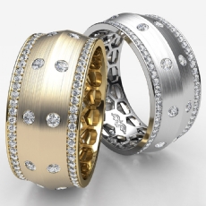 Bezel Set Knife Edge Diamond Eternity Men's Wedding Band 18k Gold Yellow  (1.31Ct. tw.)