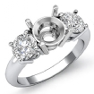 Round Diamond Semi Mount 3 Stone Engagement Ring 14k White Gold 0.75Ct - javda.com 