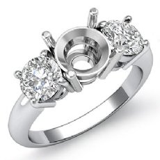 Round Diamond Semi Mount 3 Stone Engagement Ring 14k White Gold 0.75Ct