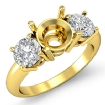 Round Diamond Semi Mount 3 Stone Engagement Ring 14k Yellow Gold 0.75Ct - javda.com 