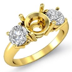 Round Diamond Semi Mount 3 Stone Engagement Ring 14k Gold Yellow  (0.75Ct. tw.)