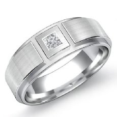 Bezel Solitaire Princess Diamond Men's Half Wedding Band 14k White Gold 0.15 Ct