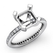 0.51Ct Diamond Engagement Ring Asscher Semi Mount 18k White Gold - javda.com 