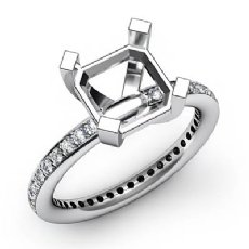 0.51Ct Diamond Engagement Ring Asscher Semi Mount 14k White Gold