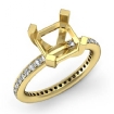 0.51Ct Diamond Engagement Ring Asscher Semi Mount 18k Yellow Gold - javda.com 