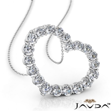 1 Ct Round Diamond Heart Pendant 18 inch 14k White Gold