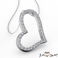Round Diamond Hollow Heart Pendant 14K White Gold (0.99 ct tw)