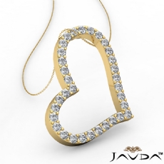Round Diamond Hollow Heart Pendant 14k Gold Yellow  (0.99Ct. tw.)