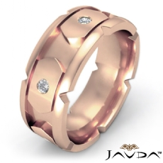 14k Rose Gold Men's Round Bezel Set Diamond Eternity Wedding Band  (0.4Ct. tw.)