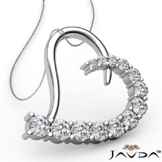 Round Diamond Heart Pendant 14K White Gold (2.02 ct tw)