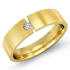 Matte Finished Solitaire Diamond Men's Half Wedding Band 14k Gold Yellow  (0.1Ct. tw.)