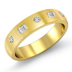 Matte Finish Baguette Round Diamond Men's Half Wedding Band 14k Gold Yellow  (0.4Ct. tw.)