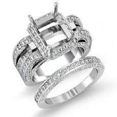 3.2Ct Diamond Engagement Ring Radiant Bridal Setting 14k White Gold Wedding Band