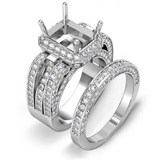 3.2Ct Diamond Engagement Ring Radiant Bridal Setting 18k Gold White Wedding Band