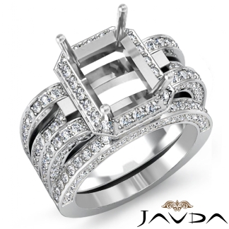 3.2Ct Diamond Engagement Ring Radiant Bridal Setting 18k Gold White Wedding Band