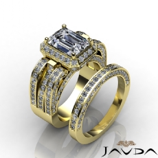 Halo Pave Vintage Bridal Set diamond  18k Gold Yellow