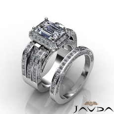 Halo Pave Vintage Bridal Set diamond Ring 14k Gold White